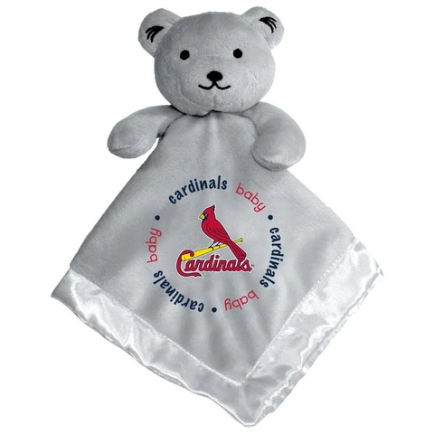St Louis Cardinals Gray Security Bear Baby Blanket [NEW] MLB Plush Teddy Stuffed Cover