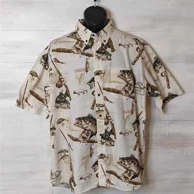 Camisa para hombre Redhead Fishing temática crema multicolor talla XL Foto 1 de 4