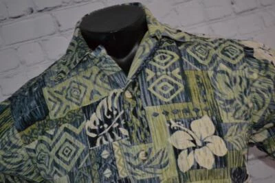 44716-a Camisa Hawaiana Descalza Go Hecha en EE. UU. Verde Azul Talla Pequeña Adulto Para Hombres Foto 1 de 4