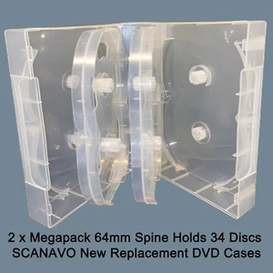 2 x 34 Way Clear Megapack DVD 64mm [34 Discs] New Empty Replacement SCANAVO Case - Picture 1 of 12