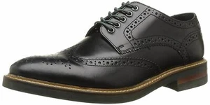 Base London Woburn Hi Shine Black Leather New Mens Formal Brogue Casual Boots - Picture 1 of 7