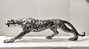 X Large Leopard Metal Statue Jaguar Panther 29 inches Lion Decorative Figurine - Picture 1 of 5