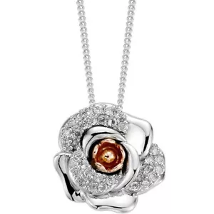 Clogau Silver & Gold Rose White Topaz Pendant - Picture 1 of 1