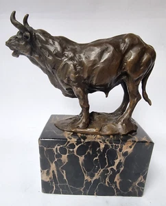 Bronzeskulptur Bronze Statue Stier Bull Marmor - Bild 1 von 9