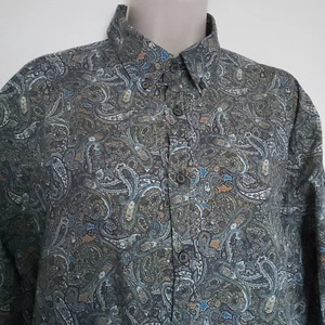 Bugatti Paisley Pattern Green Button Down 16 inch Collar L/S Shirt Size L Smart - Picture 1 of 10