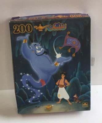 Rompecabezas dorado vintage Walt Disney Aladdin Genie Robin Williams 200 piezas Foto 1 de 3