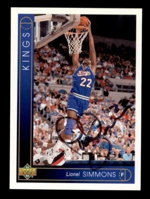 SIGNED 1993-94 UPPER DECK #99 LIONEL SIMMONS AUTOGRAPH SACRAMENTO KINGS - Image 1 of 2