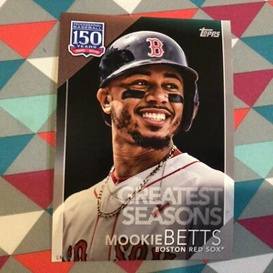#109 Mookie Betts Red Sox 5x7 Silver 04/49 made 2019 Topps 150 Years of Greatest - Picture 1 of 2