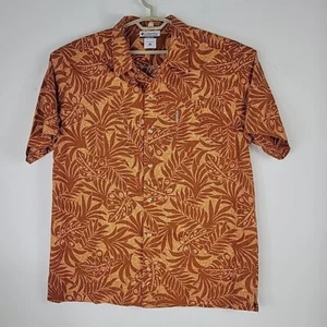 Columbia Men's Size XL Orange Floral SS Hawaiian Button-Down Camp Shirt - Picture 1 of 7