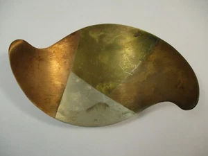 Vintage MCM Mexico Mixed Married Metals Brass Copper Dish Twist Shape Free Form - Picture 1 of 5