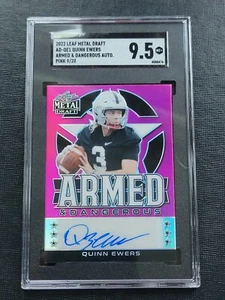 Quinn Ewers 2022 Leaf Metal Draft Armed & Dangerous Autograph 9/20 SGC 9.5 MT+ - Picture 1 of 10