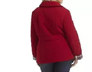 Women's Winter Fall Light Quilted red jacket Coat Church Casual Work day plus 1X - Picture 1 of 12