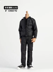 1/12 Black Vest Jacket Straight Leg Pants Fit 6 inch Male Action Figures Doll - Picture 1 of 11