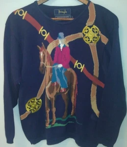 VTG Pringle Womens Sz S Sweater Equestrian Polo Old Money Quiet Luxury Horse - Picture 1 of 15