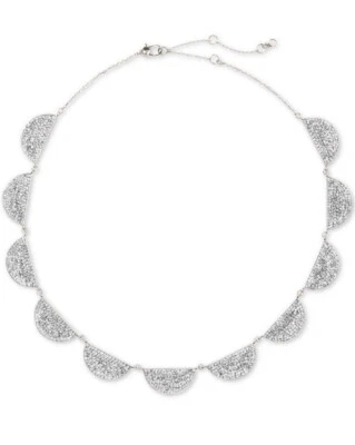 $168 Collar Kate Spade Tono Plata Pavé Piedra Medio Círculo 17" S107C Foto 1 de 4
