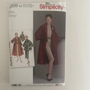 Abrigo Chaqueta Simplicity Patrón Costura 8509 Años 50 De Colección 2 Largo Talla 14-22 SIN CORTAR - Imagen 1 de 6