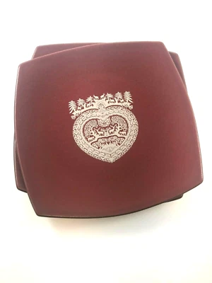 Niderviller France Megeve Red Square Plates Trees Deer Heart (2 plates) - Image 1 of 4