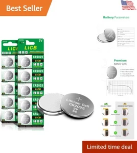 10 Lithium CR2025 Batteries - Perfect for Watches, Thermometers & More - Picture 1 of 9