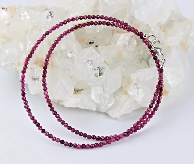 Natural Ruby Choker 2mm Crystal Gemstone Beads Dainty Choker Necklace Minimalist - Image 1 of 4