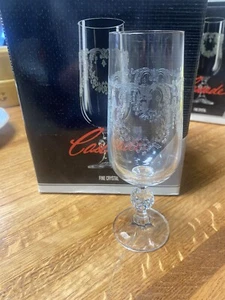 Bohemia Czech Cascade Etched 4 Crystal 180 ml Champagne Glass Flutes New in Box - Picture 1 of 7