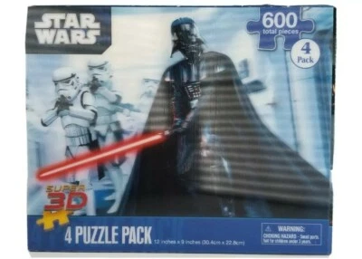 Super 3-D Lenticular Puzzle - Star Wars Set - 4-Pack  3 of 4 Sealed!  - Image 1 of 4