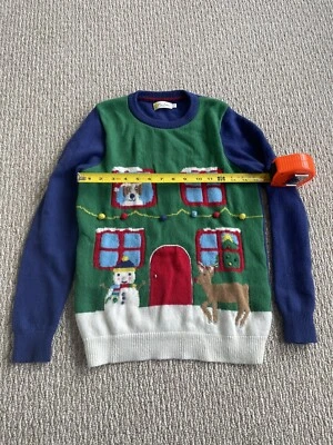 Mini Boden Festive Crewneck Sweater Boys Holiday 11/12 Dog Snowman - Изображение 1 из 4