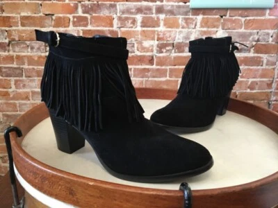 C Wonder 黑色麂皮绒 Willa 流苏踝靴 全新 — 第 1/4 张图片