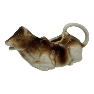 Vintage Ceramic Brown Cow Milk Creamer Made in Czecho Slovakia 6.25” Long - Picture 1 of 11