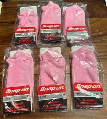 *NEW* Snap On Tools PINK Cotton Low Profile Socks MEDIUM - 6 PAIR SET - Image 1 of 4