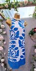 Zara Size S (8-10) White Blue Print Sleeveless Short Cotton Day Dress