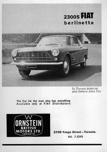Fiat 2300 S Berlinetta Bj 1962 original seltene Händleranzeige - Bild 1 von 1