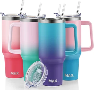 40oz Insulated Tumbler with Handle & Straw Lid – Stainless Steel Travel Mug, 100 - Picture 1 of 12