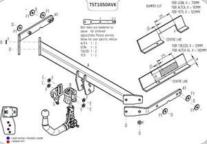 Barra de remolque automotriz desmontable vertical Towtrust para Seat Leon 2005 a 2013 - Imagen 1 de 8