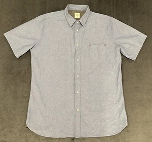 BENCH Mens Size 2XL Blue Button Up Short Sleeve Casual Shirt Combed Cotton - Picture 1 of 11