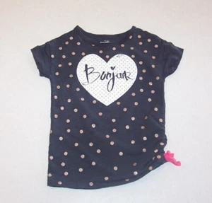 Top pulóver tejido de algodón negro con lunares dorados OshKosh para niñas pequeñas 3T - Imagen 1 de 2