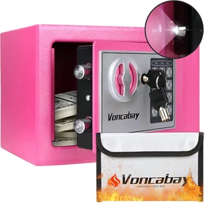 Caja de Seguridad para Dinero con Luz Sensor, Bolsa a Prueba de Fuego, Rosa - Imagen 1 de 12