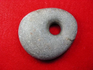 PERFORATED NET SINKER 3-1/2" OREGON Authentic Indian Relics - Picture 1 of 20