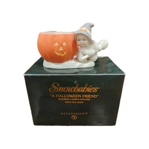 DEPT 56 Snowbabies A HALLOWEEN FRIEND Pumpkin Tea Light Candle Holder Boxed - Picture 1 of 6