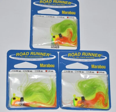 3 paquetes de plantilla crappie firetiger blakemore marabou road runner serie pro 1/4 oz Foto 1 de 3