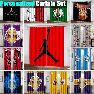 Basketball 3D Print Curtains Thick Thermal Blackout Curtains Eyelet Ring Top AU - image 1 of 2