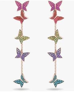 Swarovski Lilia Drop Earrings Butterfly Multicolored Rose Gold Tone 5636425 NEW - Picture 1 of 8