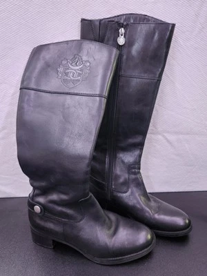 Botas hasta la rodilla Etienne Aigner para mujer talla 6 cuero derby negro suave Foto 1 de 4