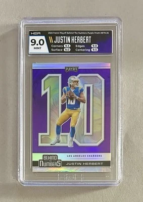 2020 Panini Playoff-Justin Herbert Behind the Numbers Purple Prizm #BTN-26 HGA 9 - Image 1 of 2