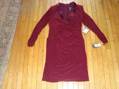 ADRIANNA PAPELL LADIE'S BURGUNDY EVENING DRESS WITH LINING SIZE 14 BNWT@$149.00 - Image 1 of 4