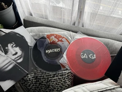 Lady Gaga Mayhem Split Orange and Black Liquid Vinyl Blood Rec Bad World IN HAND - Image 1 of 3