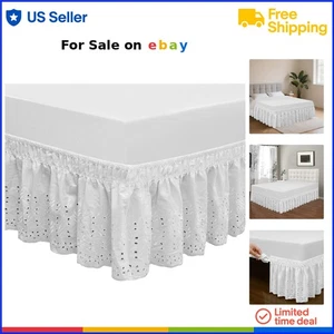 Elastic Bed Skirt Queen King 18 Inch Drop Dust Ruffle Easy on Off Polyester C... - Picture 1 of 9