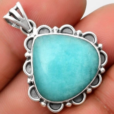 Natural Paraiba Amazonite 925 Sterling Silver Pendant Jewelry P-1080 - Image 1 of 4
