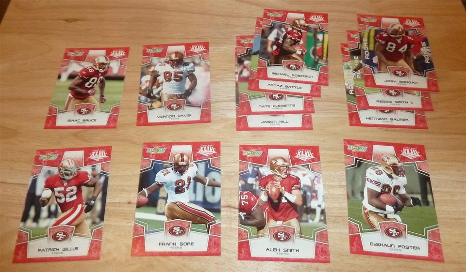 2008 Score RED Super Bowl XLIII 49ERS TEAM set Smith Gore Willis Bruce Davis - Image 1 of 1