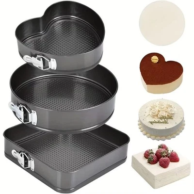 3pcs Non Stick Coated Cake Mold Baking Pan Spring For Bakeware Tray Tin Tool - image 1 of 4