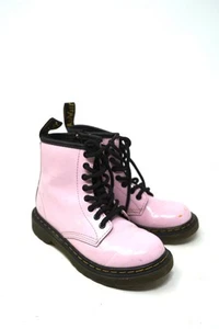 Dr Doc Martens Combat Boots Youth Girls US 12 EU 29 Pink Air Cushioned Soles - Picture 1 of 8